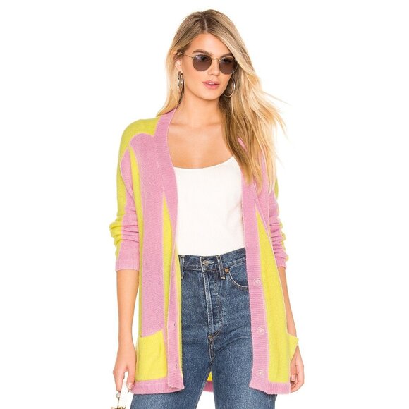 For Love & Lemons Lauryn Oversized Cardi in Candy Stripe - Picture 2 of 4